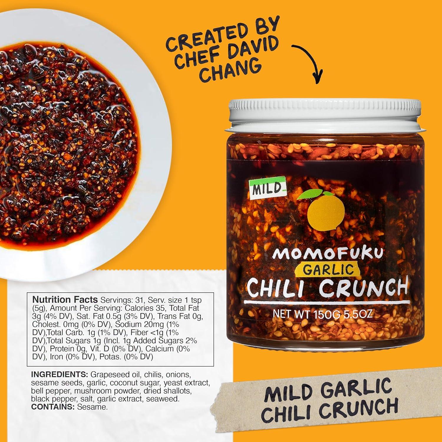 image:imageMomofuku Extra Spicy Chili Crunch by David Chang 55 Ounces Oil with Crunchy Garlic and Shallots Crisp for Cooking as Sauce or Topping 1 PackMild Garlic Chili Crunch